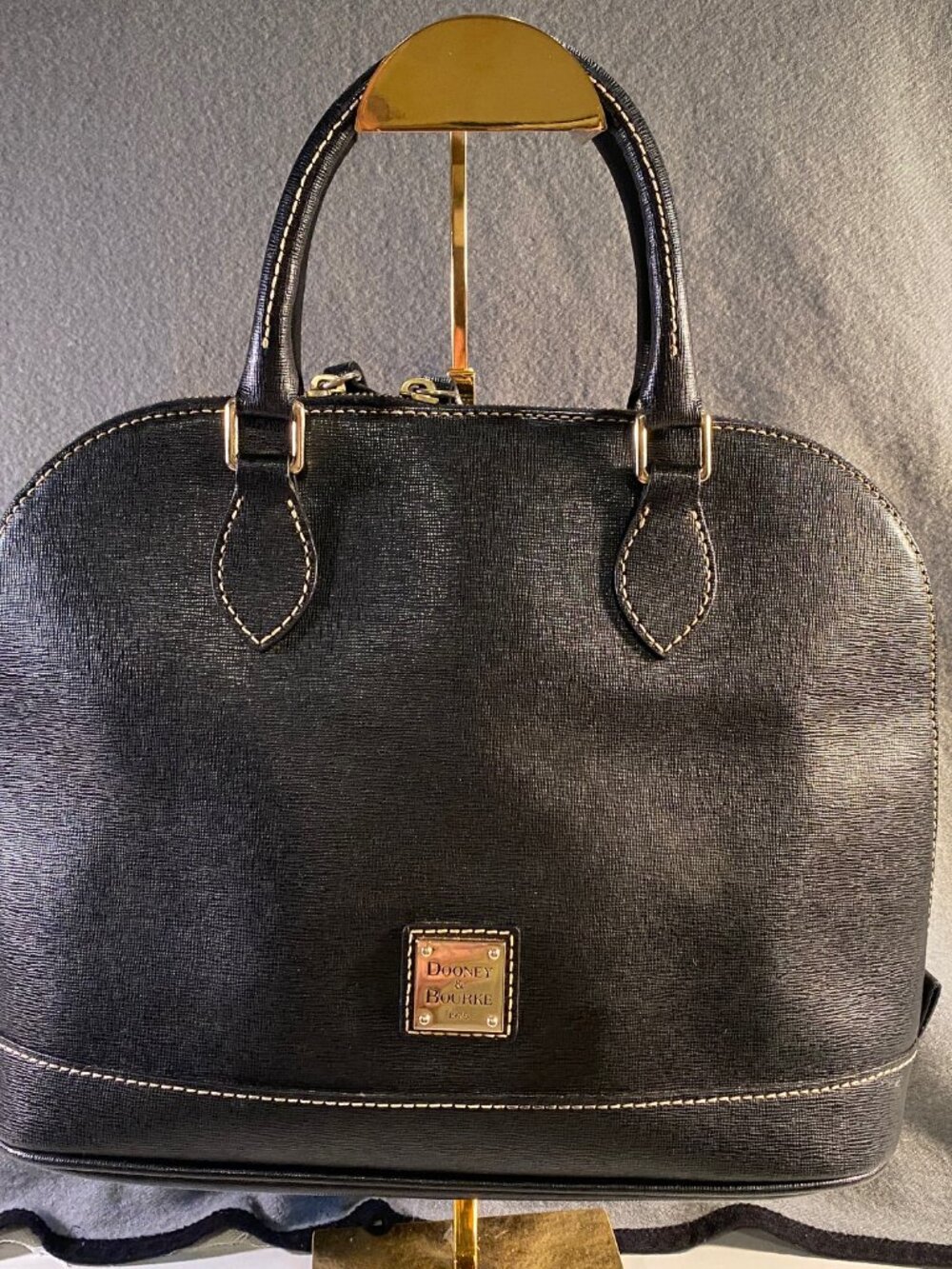 Dooney & Bourke • Authentic Black Leather Zip Zip Satchel Bag